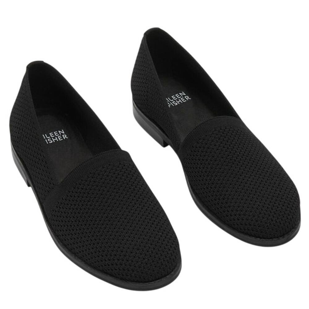 Eileen Fisher Demi Black Recycled Stretch Knit Loafer Shoes Slip On Size 8.5